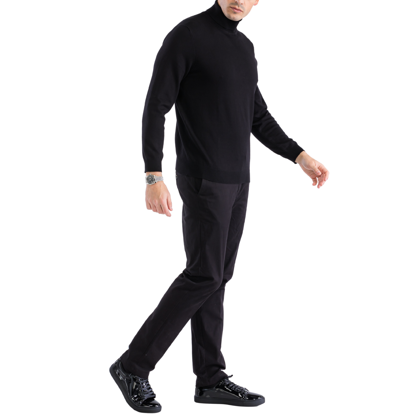 Men’s Black Pullover Turtleneck Sweater – Classic Slim Fit Knit