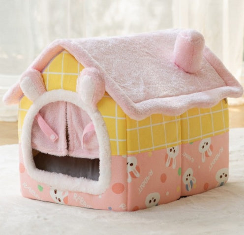Foldable Dog House Pet Cat Bed Winter Dog Villa Sleep Kennel Removable Nest Warm Enclosed Cave Sofa Pets Supplies Animals