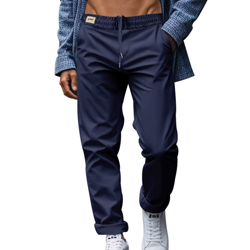 Relaxed Fit Men’s Pants – Breathable Waist-Tied Trousers with Pockets Fashion