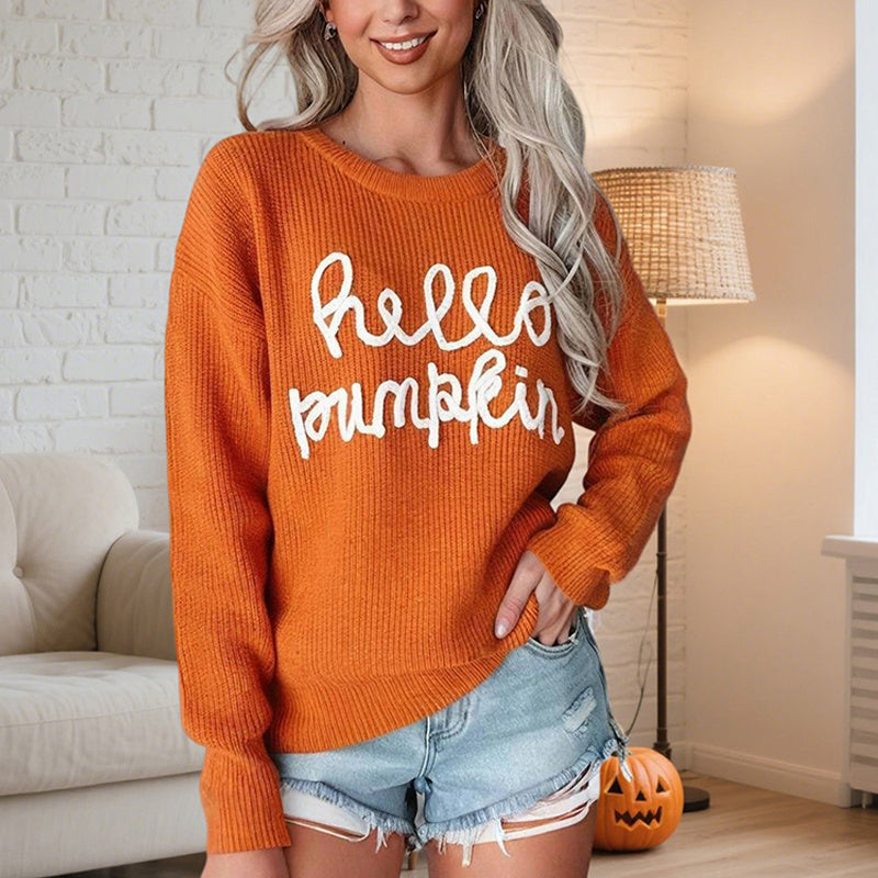 Women’s Graphic Letter Sweater – Warm Casual Fall Winter Pullover Fashion