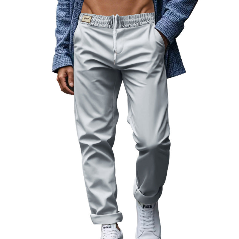 Relaxed Fit Men’s Pants – Breathable Waist-Tied Trousers with Pockets Fashion