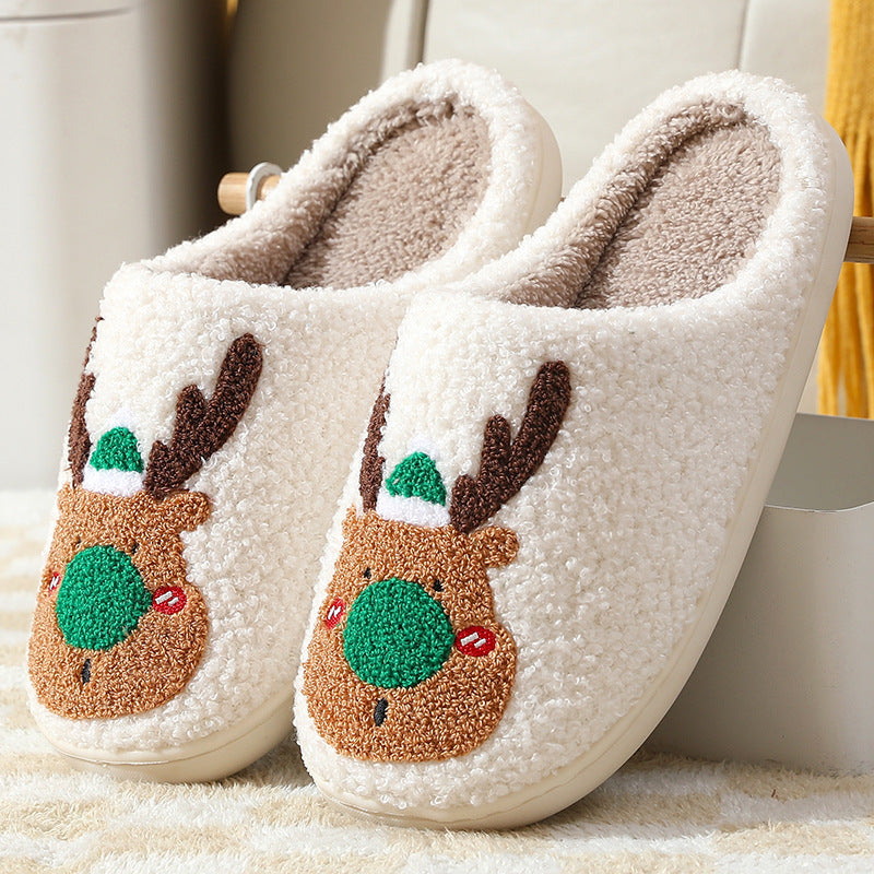 Warm Christmas Slippers – Elk Design Soft Plush Home Shoes | Perfect Holiday Gift Fashion