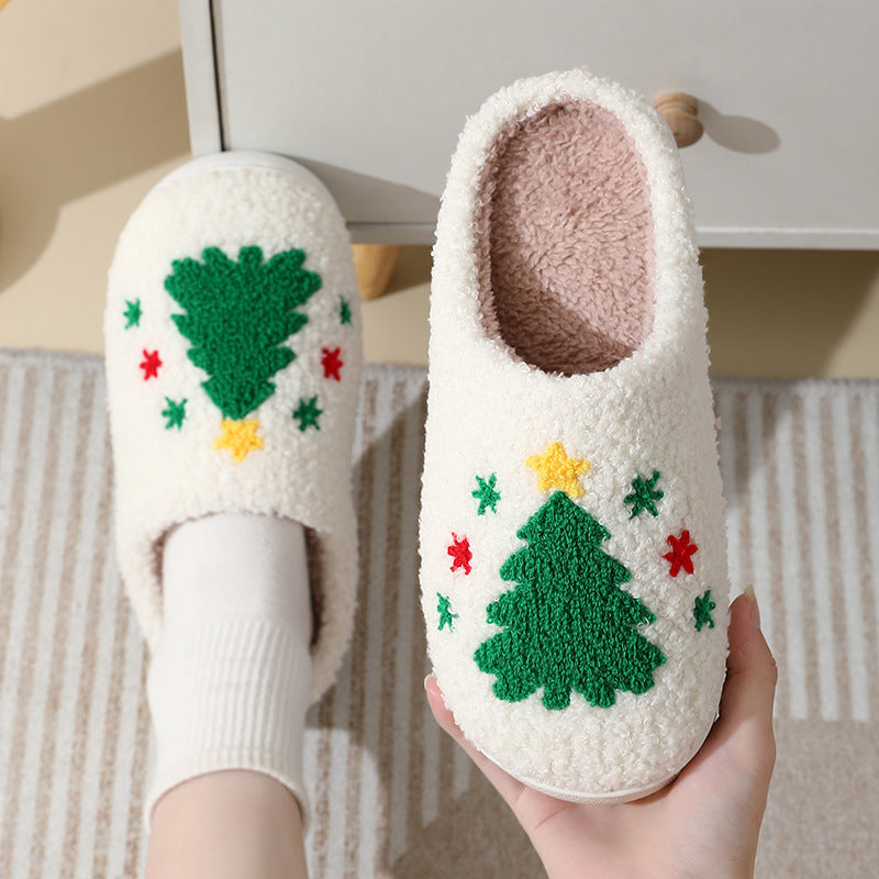 Christmas Santa Slippers – Cute Furry Winter Home Shoes for Couples & Families Fashion