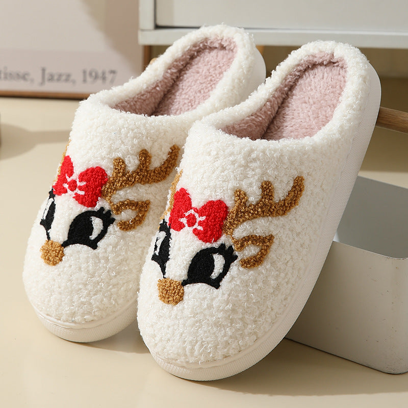 Christmas Santa Slippers – Cute Furry Winter Home Shoes for Couples & Families Fashion