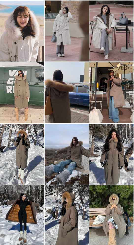 Fireladyfur Women’s Down Parka with Raccoon Fur Collar – Hooded Coat