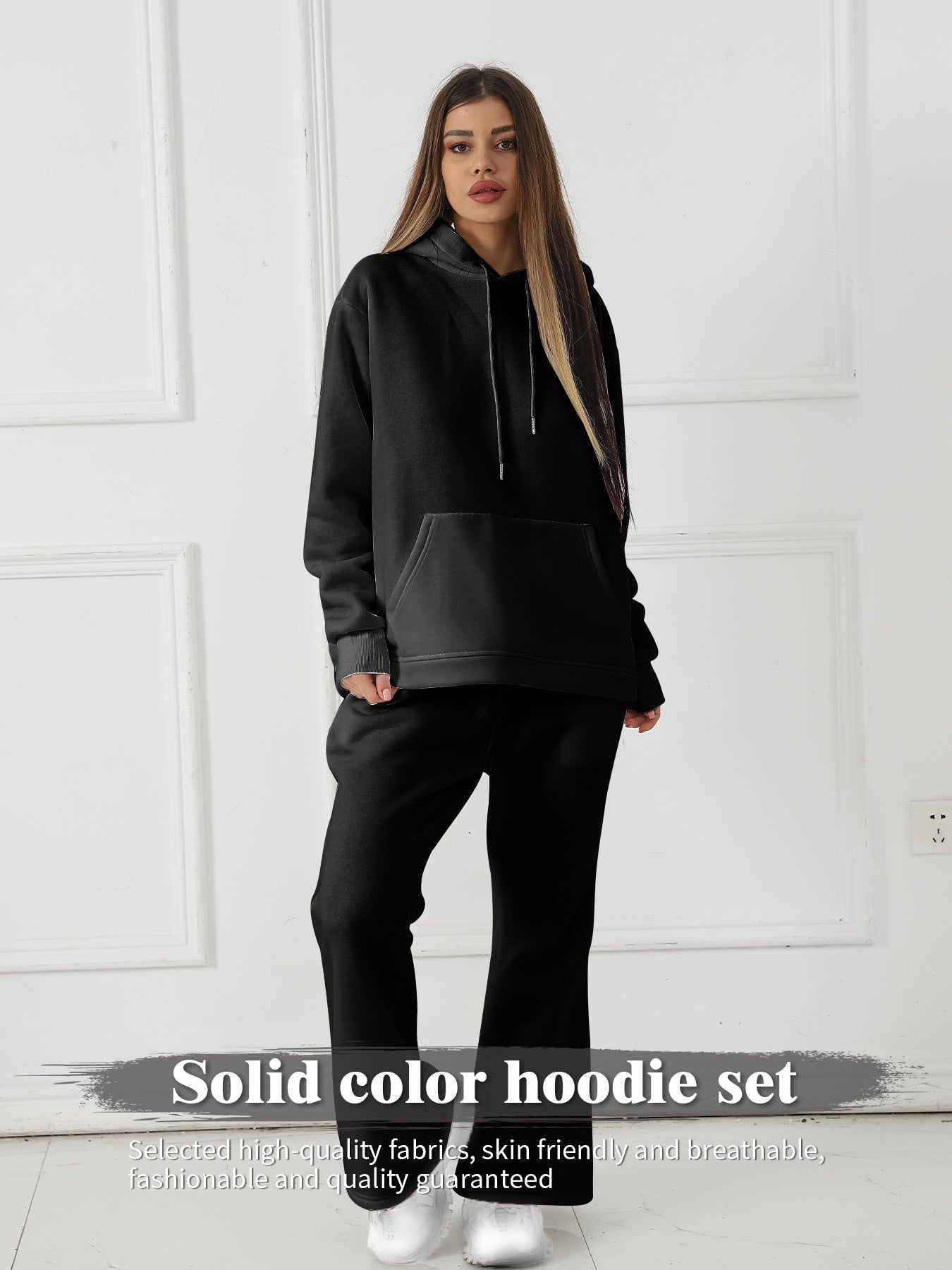 Fashion Solid Color Lounge Set – Women’s Long Sleeve Casual Sweatshirt Set Fashion