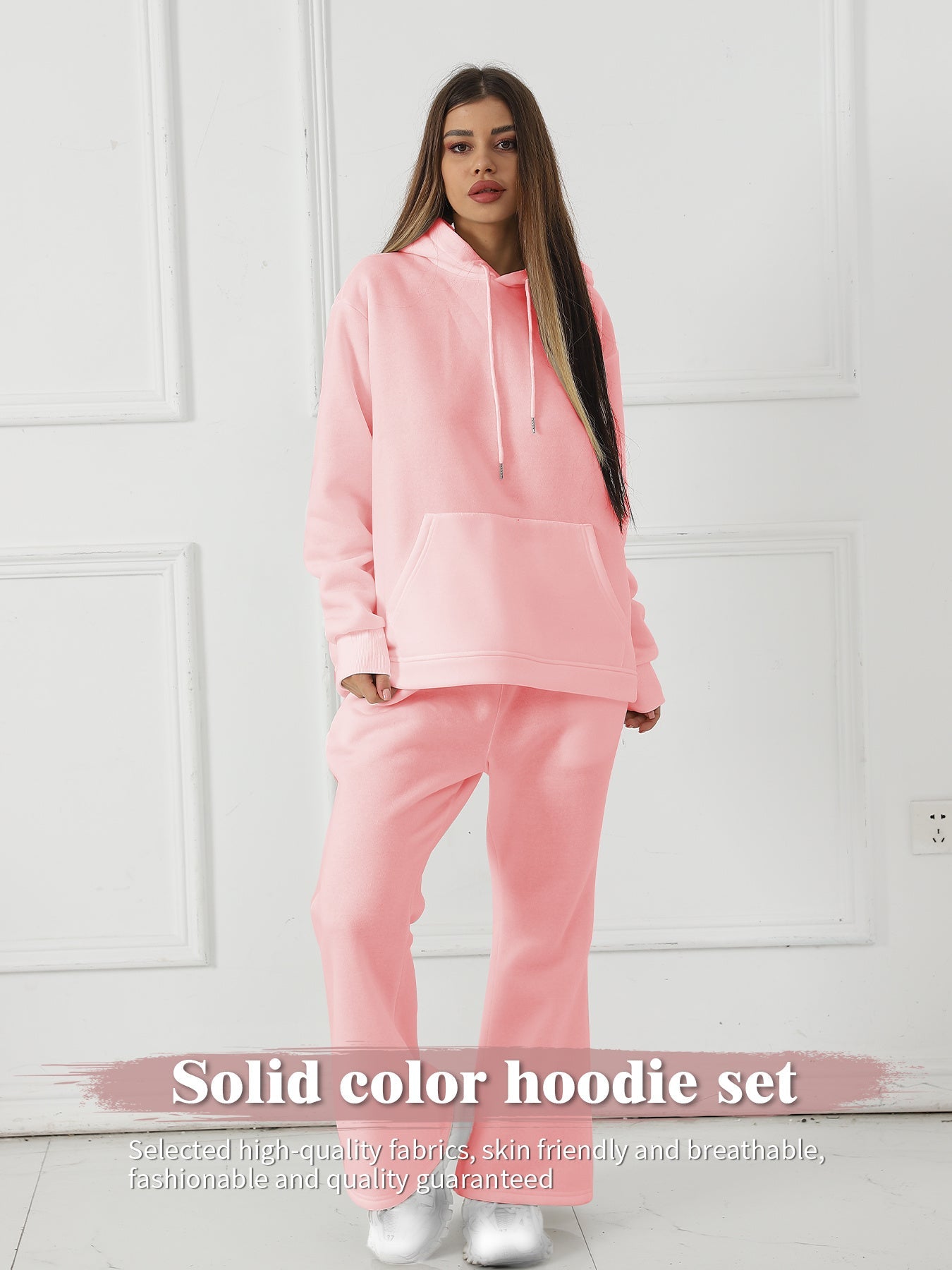 Fashion Solid Color Lounge Set – Women’s Long Sleeve Casual Sweatshirt Set Fashion