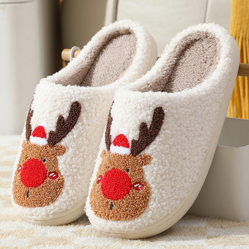 Warm Christmas Slippers – Elk Design Soft Plush Home Shoes | Perfect Holiday Gift Fashion