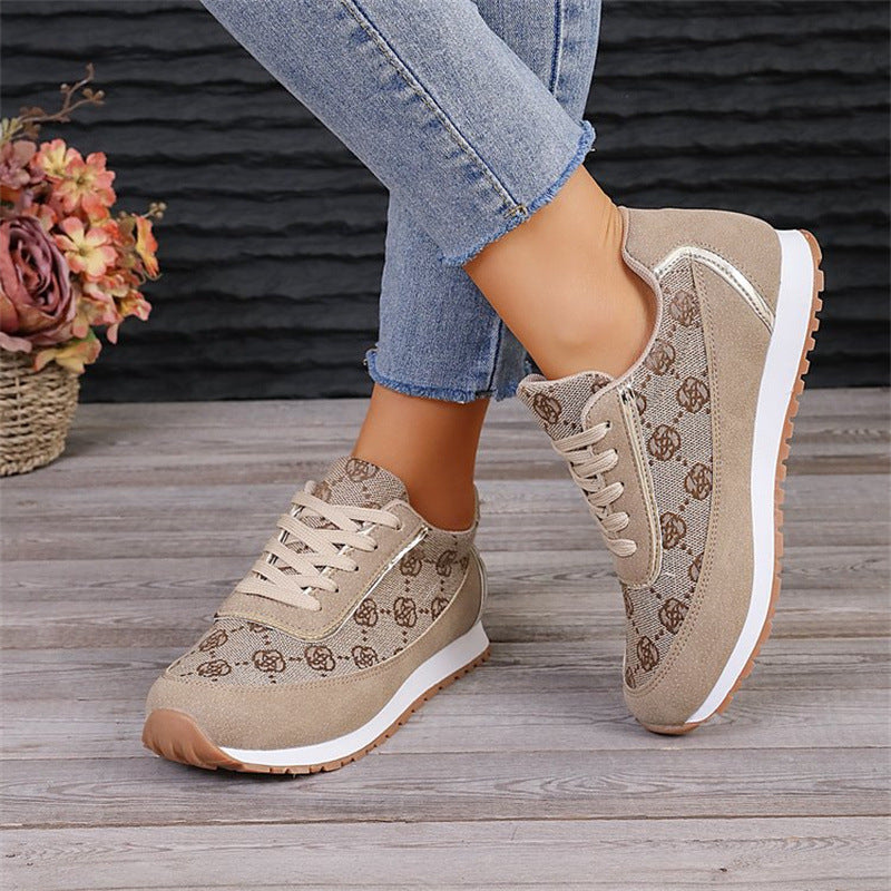 Floral Casual Sneakers – Breathable Lace-Up Walking & Running Shoes Fashion
