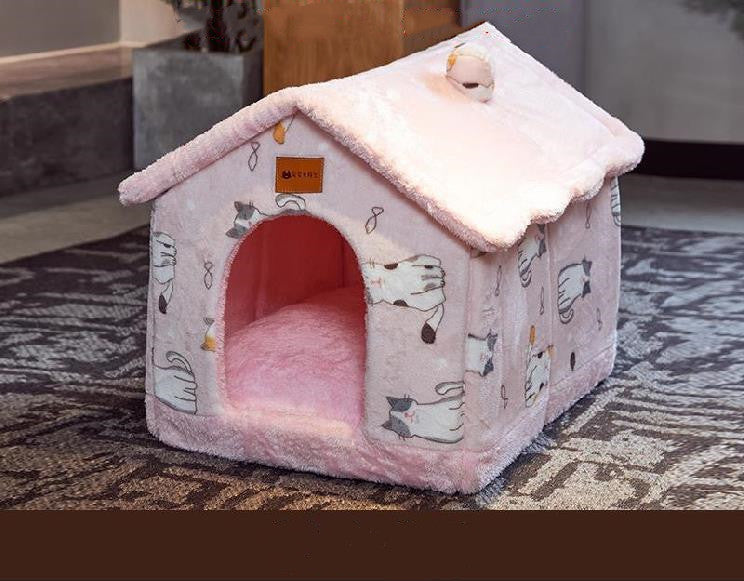 Foldable Dog House Pet Cat Bed Winter Dog Villa Sleep Kennel Removable Nest Warm Enclosed Cave Sofa Pets Supplies Animals