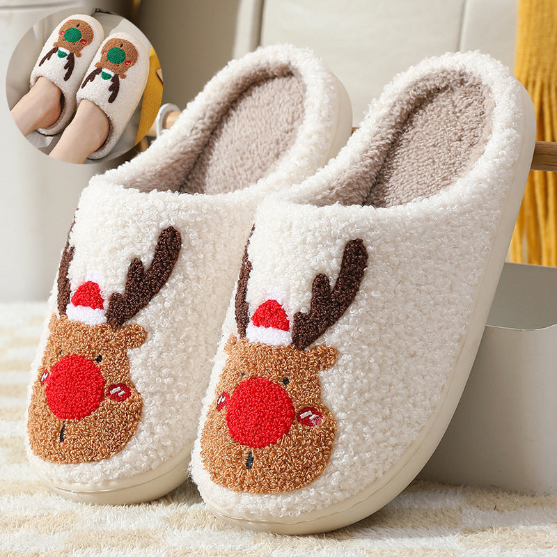 Warm Christmas Slippers – Elk Design Soft Plush Home Shoes | Perfect Holiday Gift Fashion