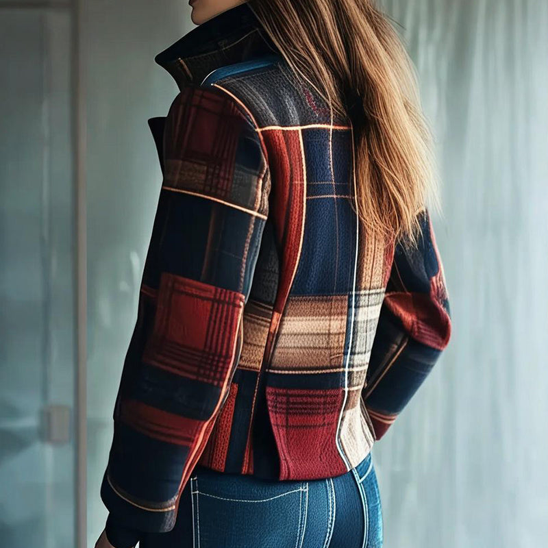 Vintage Stand Collar Blazer – Elegant Women’s Tailored Jacket for Office & Casual Wear Fashion