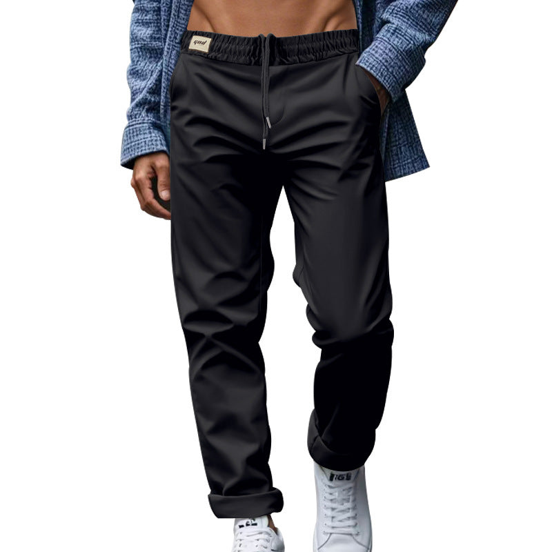 Relaxed Fit Men’s Pants – Breathable Waist-Tied Trousers with Pockets Fashion