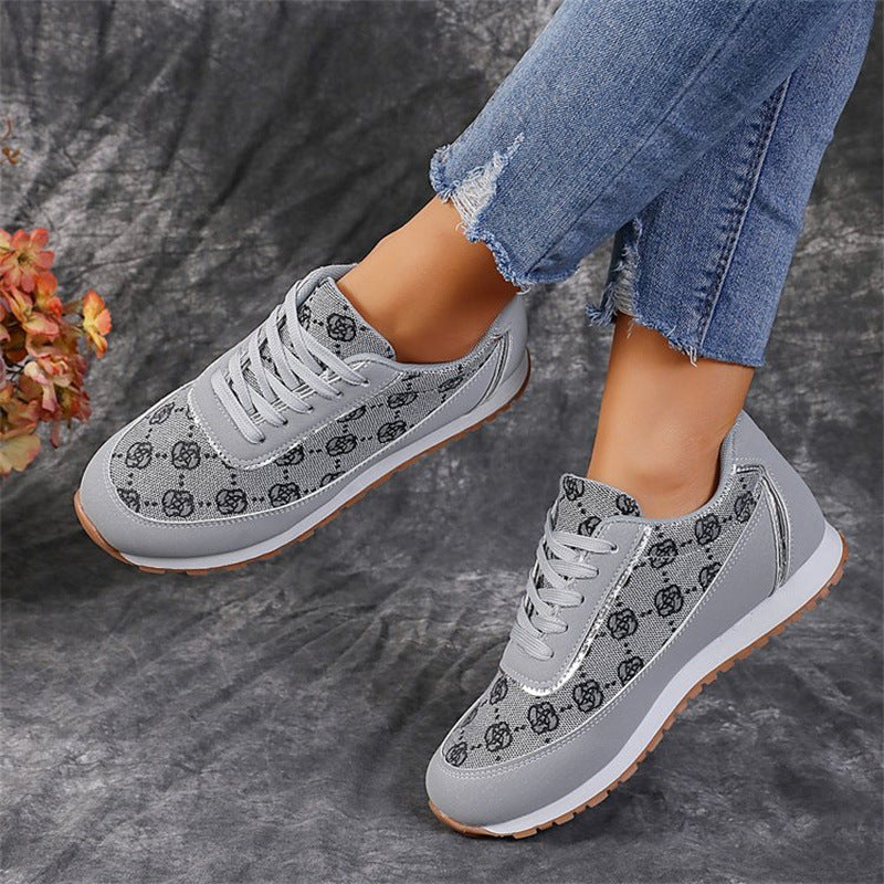 Floral Casual Sneakers – Breathable Lace-Up Walking & Running Shoes Fashion