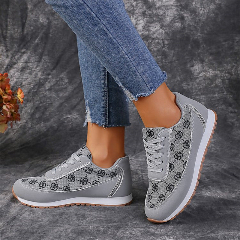 Floral Casual Sneakers – Breathable Lace-Up Walking & Running Shoes Fashion
