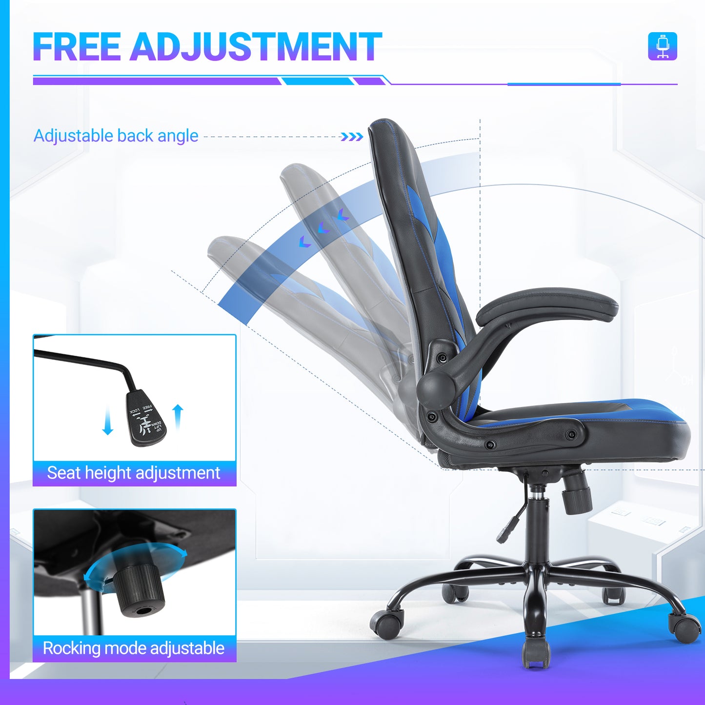 Ergonomic PU Leather Office Chair – Swivel Computer & Gaming Chair | USA