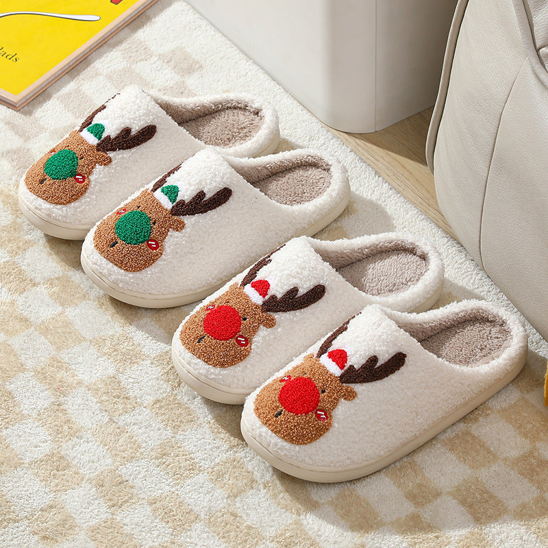 Warm Christmas Slippers – Elk Design Soft Plush Home Shoes | Perfect Holiday Gift Fashion
