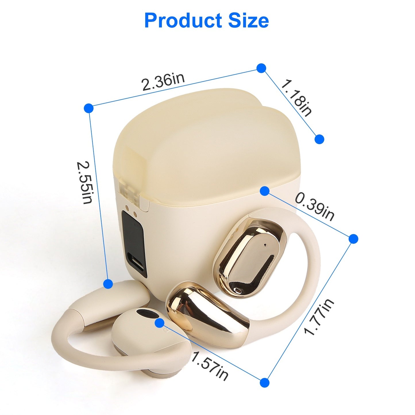 Wireless Open-Ear Sport Earbuds V5.4 – LED Display & Waterproof Headphones Electronics