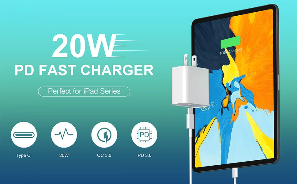 High-Speed Charger Set – USB-C Plug + 6ft Lightning Cable (2-Pack)