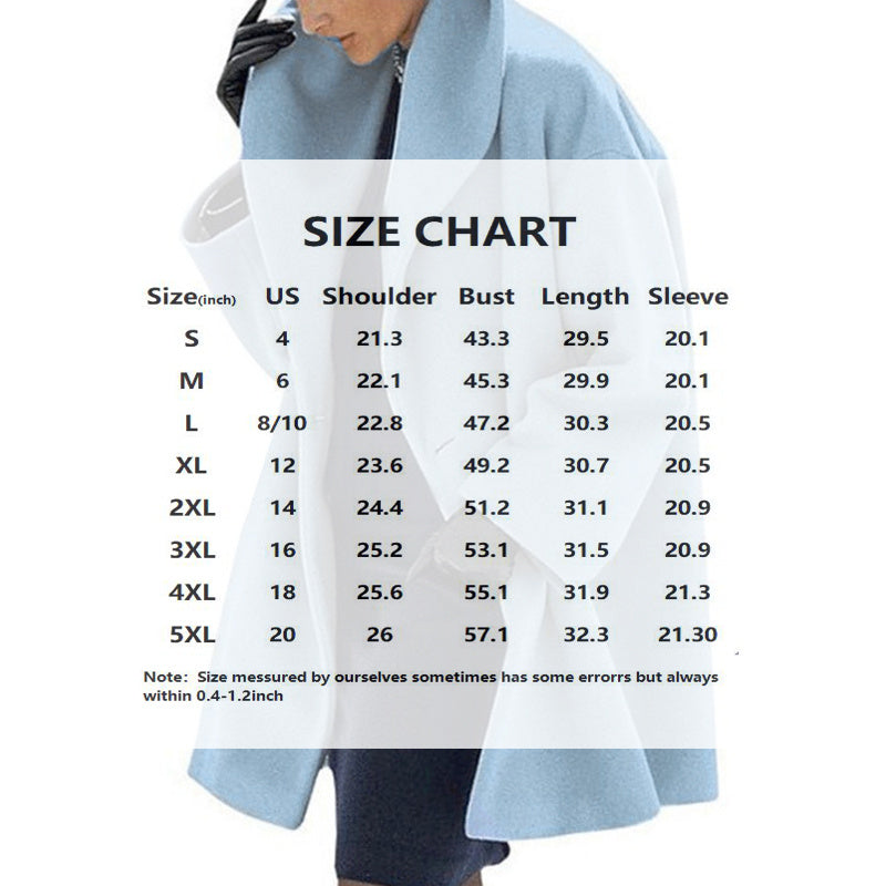 Plus Size Hooded Coat – Long Wool-Like Button Jacket for Fall & Winter Fashion