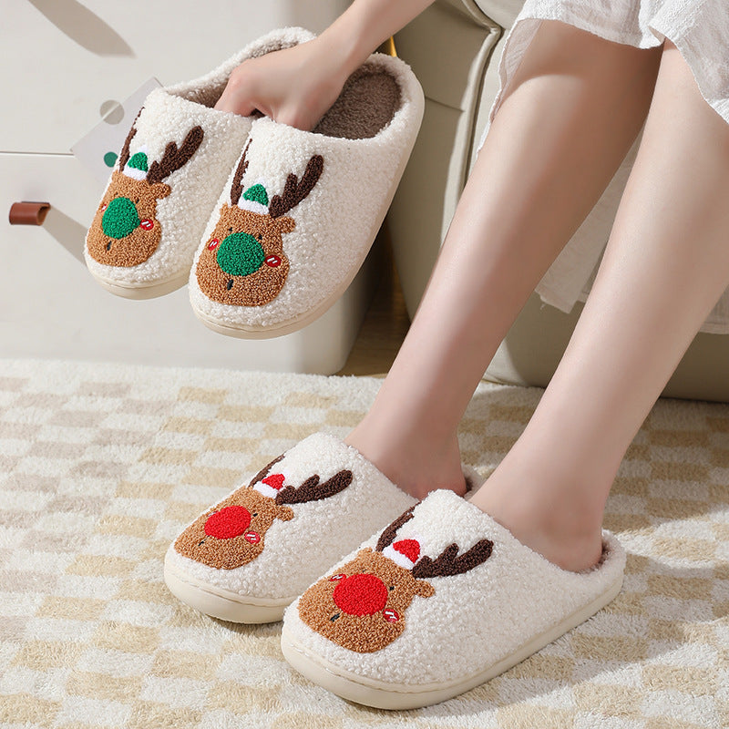 Warm Christmas Slippers – Elk Design Soft Plush Home Shoes | Perfect Holiday Gift Fashion