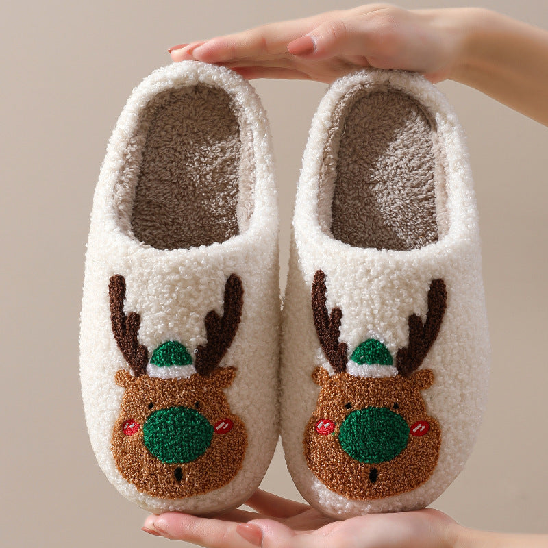 Warm Christmas Slippers – Elk Design Soft Plush Home Shoes | Perfect Holiday Gift Fashion