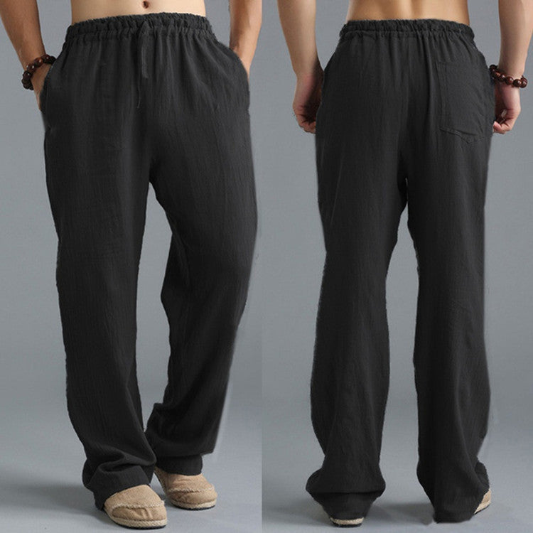 Comfort Fit Linen Pants for Men – Stylish Loose Casual Sports Bottoms Fashion