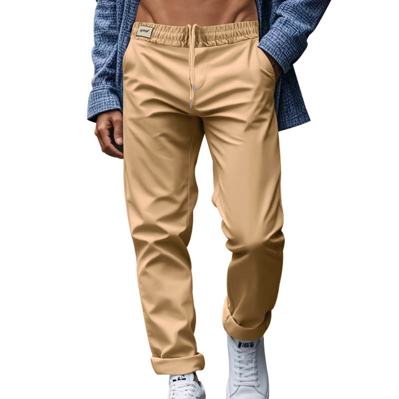 Relaxed Fit Men’s Pants – Breathable Waist-Tied Trousers with Pockets Fashion