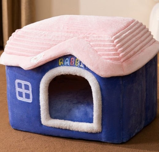 Foldable Dog House Pet Cat Bed Winter Dog Villa Sleep Kennel Removable Nest Warm Enclosed Cave Sofa Pets Supplies Animals
