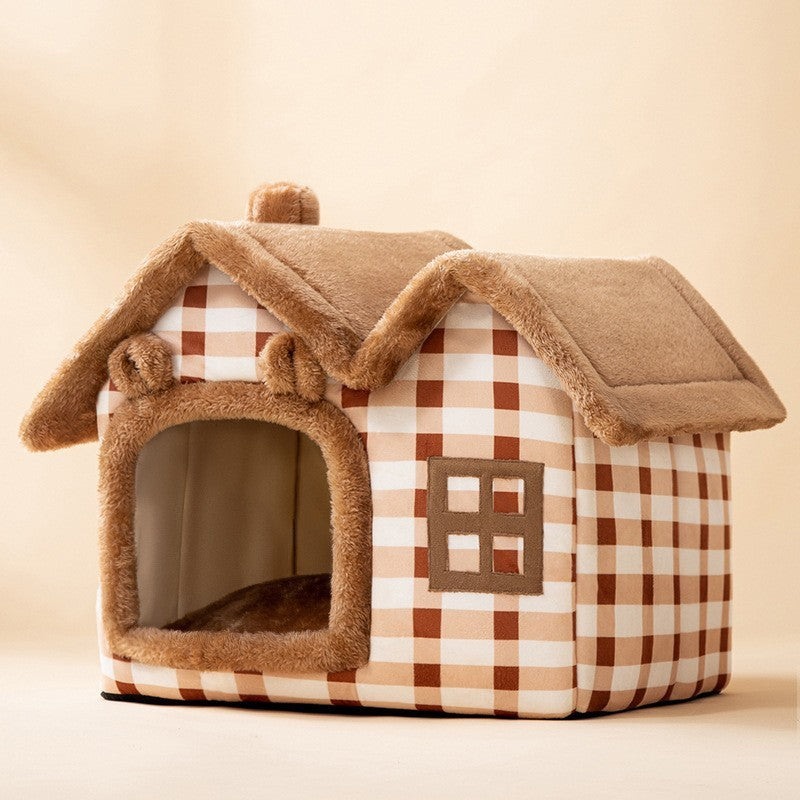Foldable Dog House Pet Cat Bed Winter Dog Villa Sleep Kennel Removable Nest Warm Enclosed Cave Sofa Pets Supplies Animals