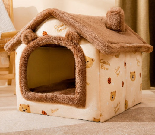 Foldable Dog House Pet Cat Bed Winter Dog Villa Sleep Kennel Removable Nest Warm Enclosed Cave Sofa Pets Supplies Animals