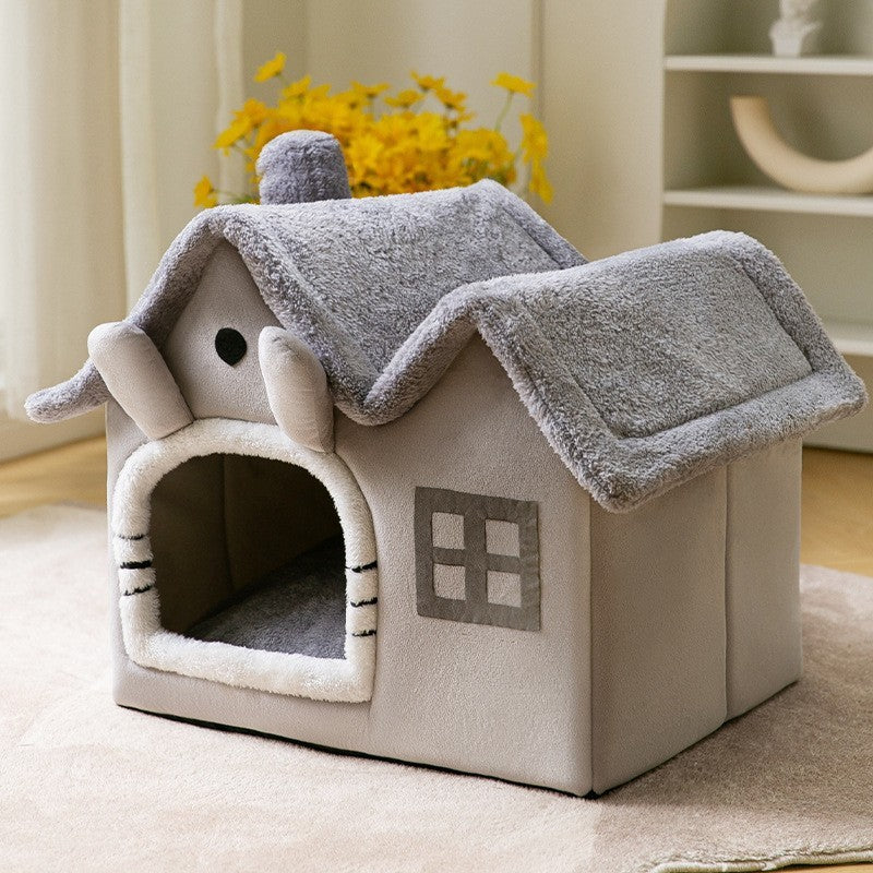 Foldable Dog House Pet Cat Bed Winter Dog Villa Sleep Kennel Removable Nest Warm Enclosed Cave Sofa Pets Supplies Animals