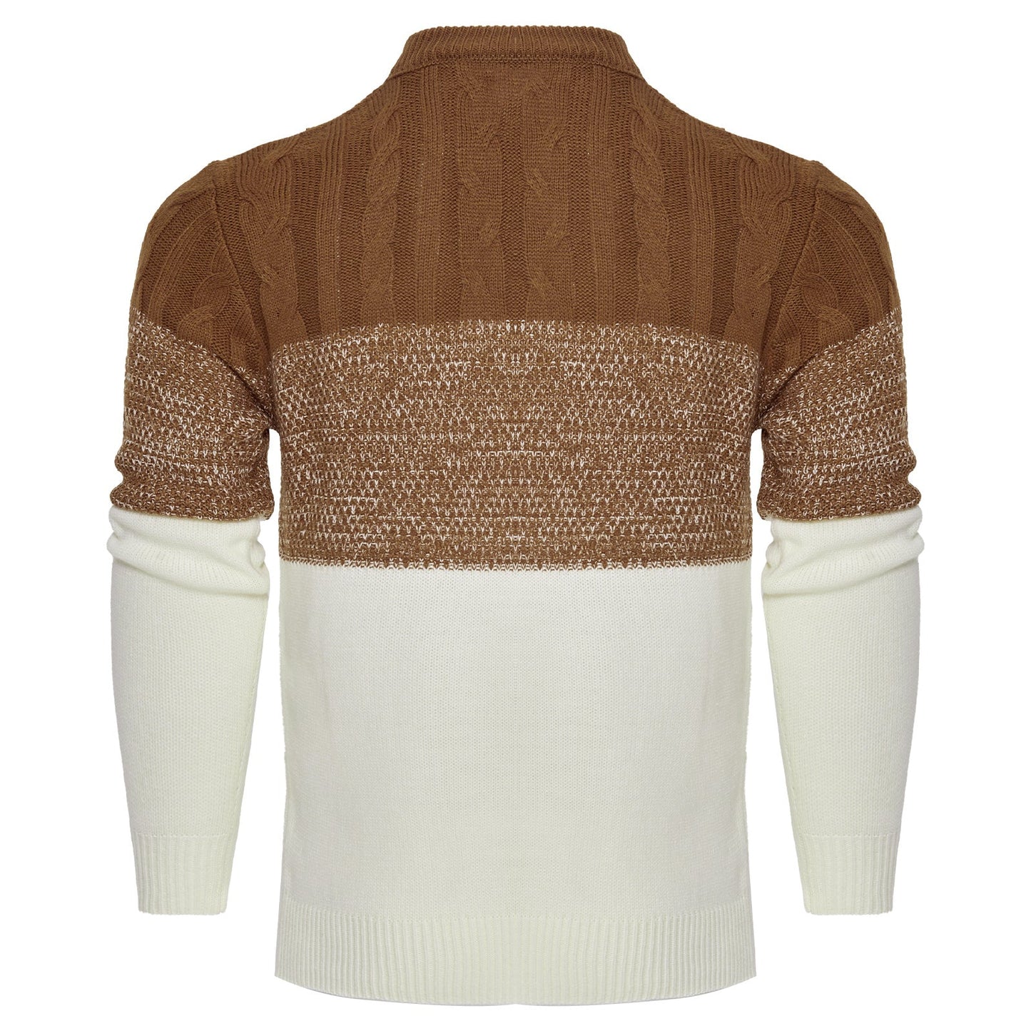 Trendy Cable Knit Pullover – Men’s Casual Long Sleeve Color Block Sweater Fashion