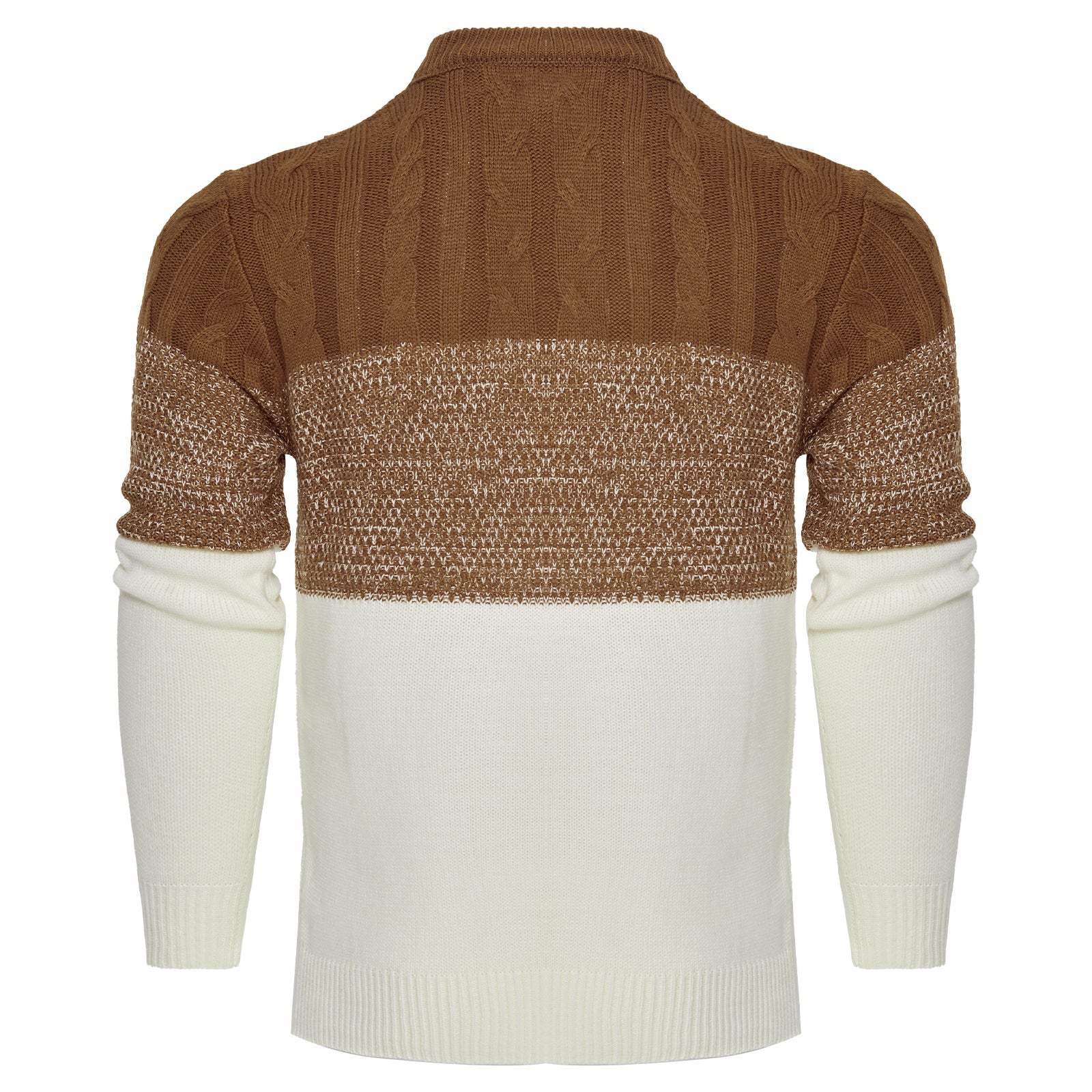 Trendy Cable Knit Pullover – Men’s Casual Long Sleeve Color Block Sweater Fashion
