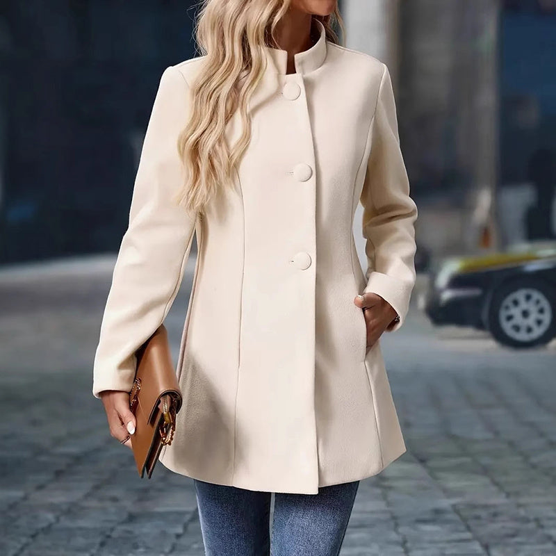 Elegant Women’s Mid-Length Coat – Stylish Office & Winter Overcoat Fashion