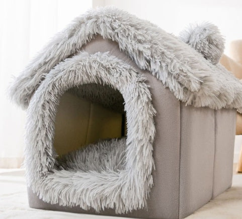 Foldable Dog House Pet Cat Bed Winter Dog Villa Sleep Kennel Removable Nest Warm Enclosed Cave Sofa Pets Supplies Animals