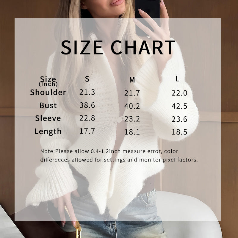Elegant Knitted Cardigan – Women’s V-Neck Long Sleeve Sweater with Irregular Hem Fashion