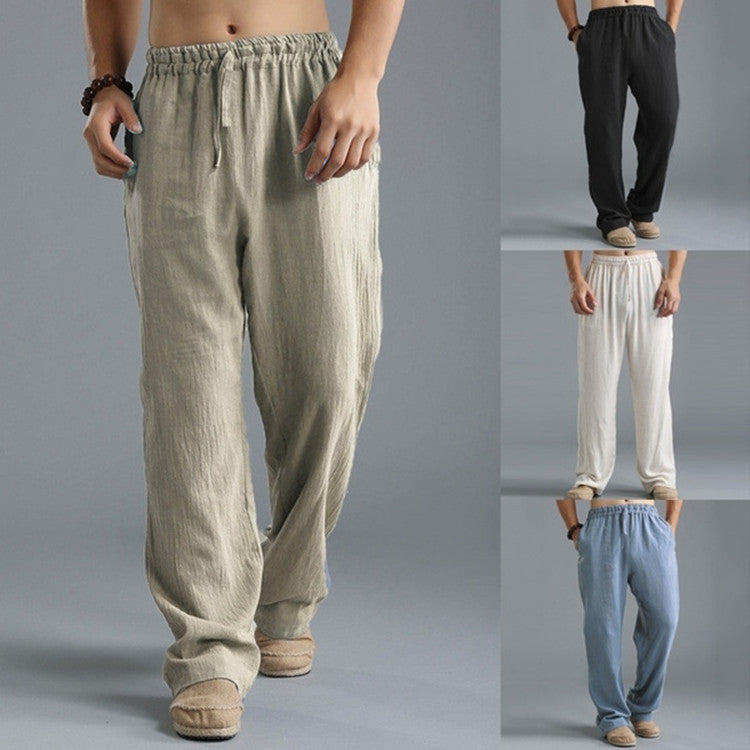 Comfort Fit Linen Pants for Men – Stylish Loose Casual Sports Bottoms Fashion