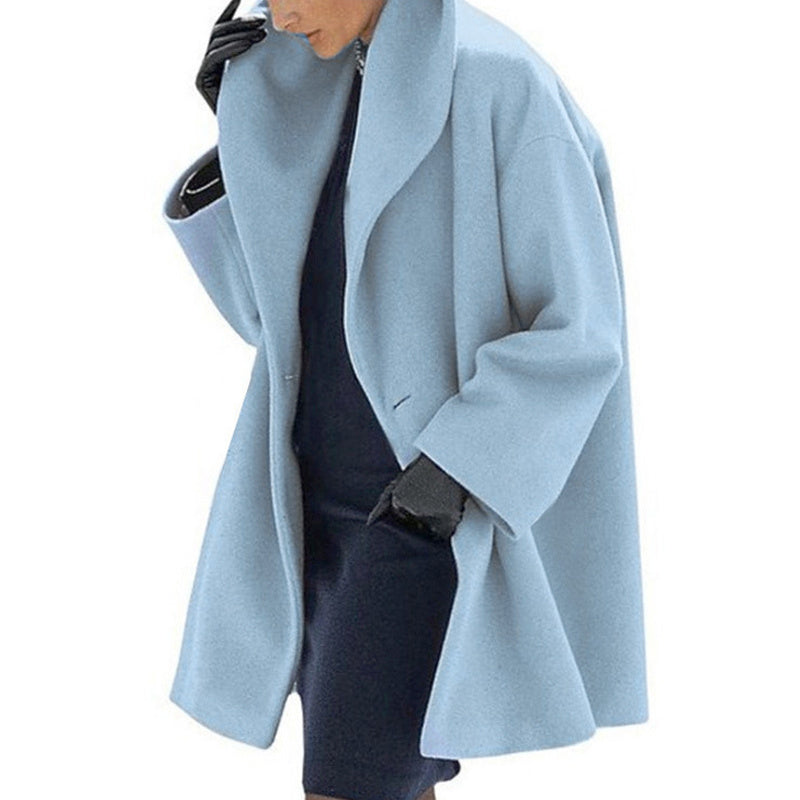 Plus Size Hooded Coat – Long Wool-Like Button Jacket for Fall & Winter Fashion