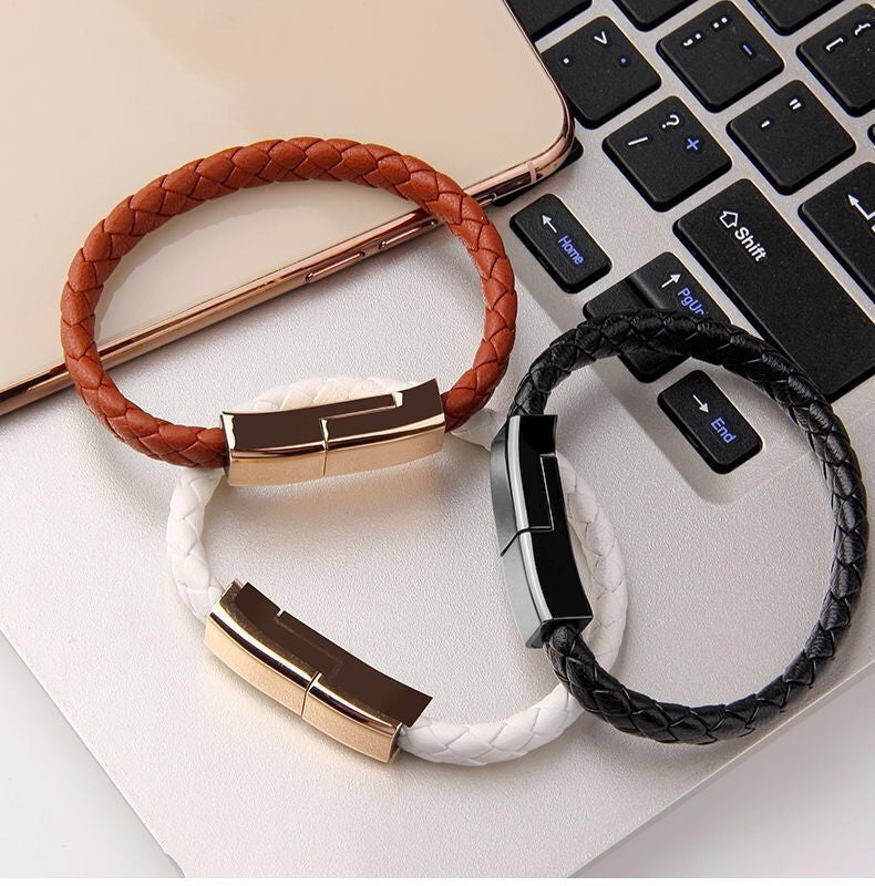 Fashion USB Bracelet – Portable Charging Cable for iPhone 14/13 & Type-C Phones Fashion