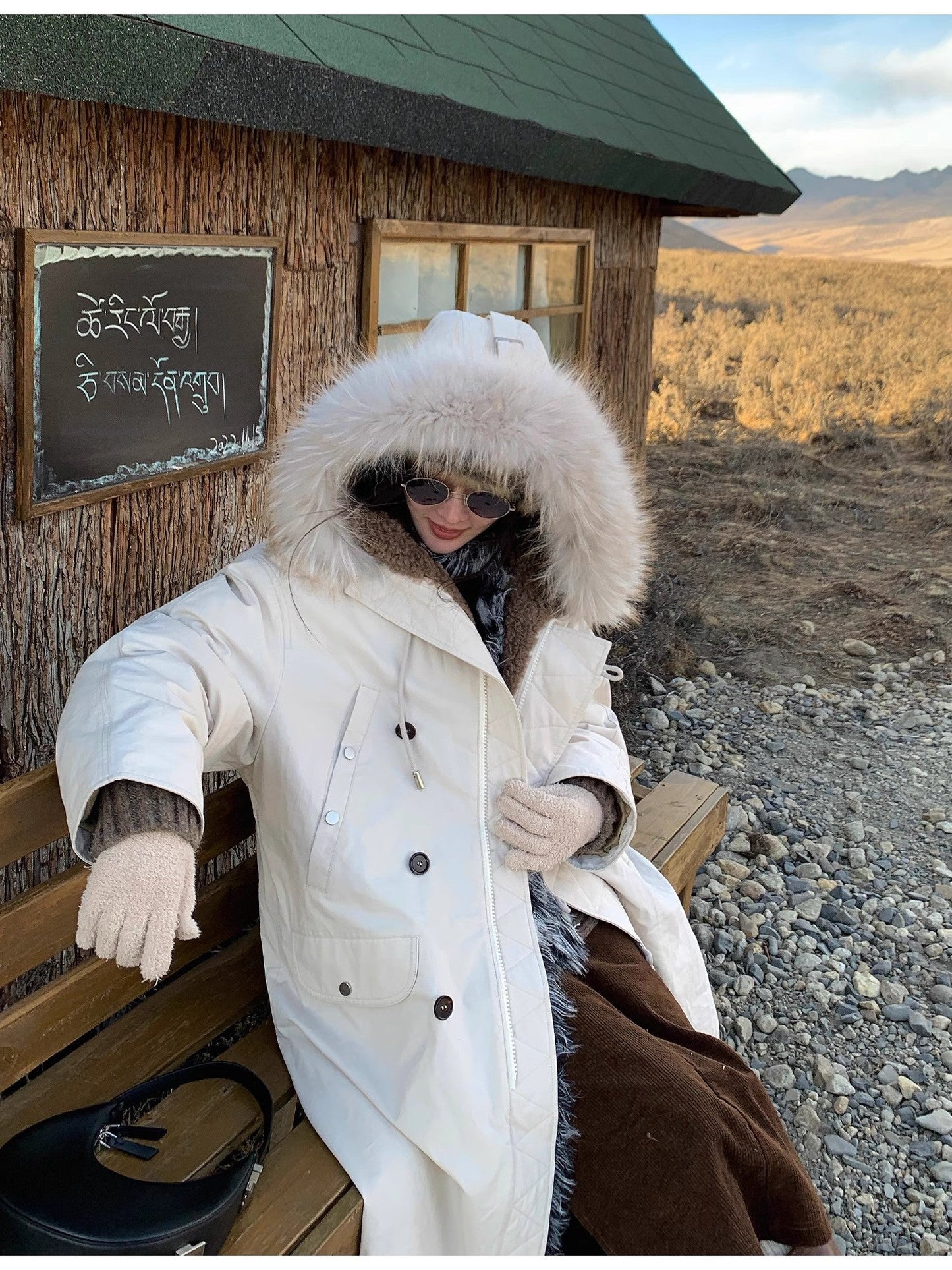 Fireladyfur Women’s Down Parka with Raccoon Fur Collar – Hooded Coat