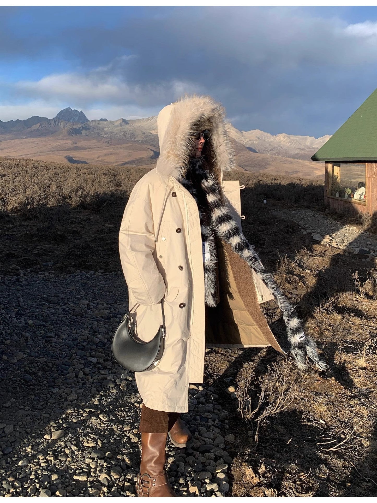 Fireladyfur Women’s Down Parka with Raccoon Fur Collar – Hooded Coat