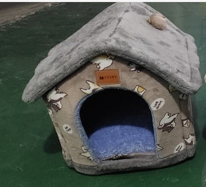 Foldable Dog House Pet Cat Bed Winter Dog Villa Sleep Kennel Removable Nest Warm Enclosed Cave Sofa Pets Supplies Animals