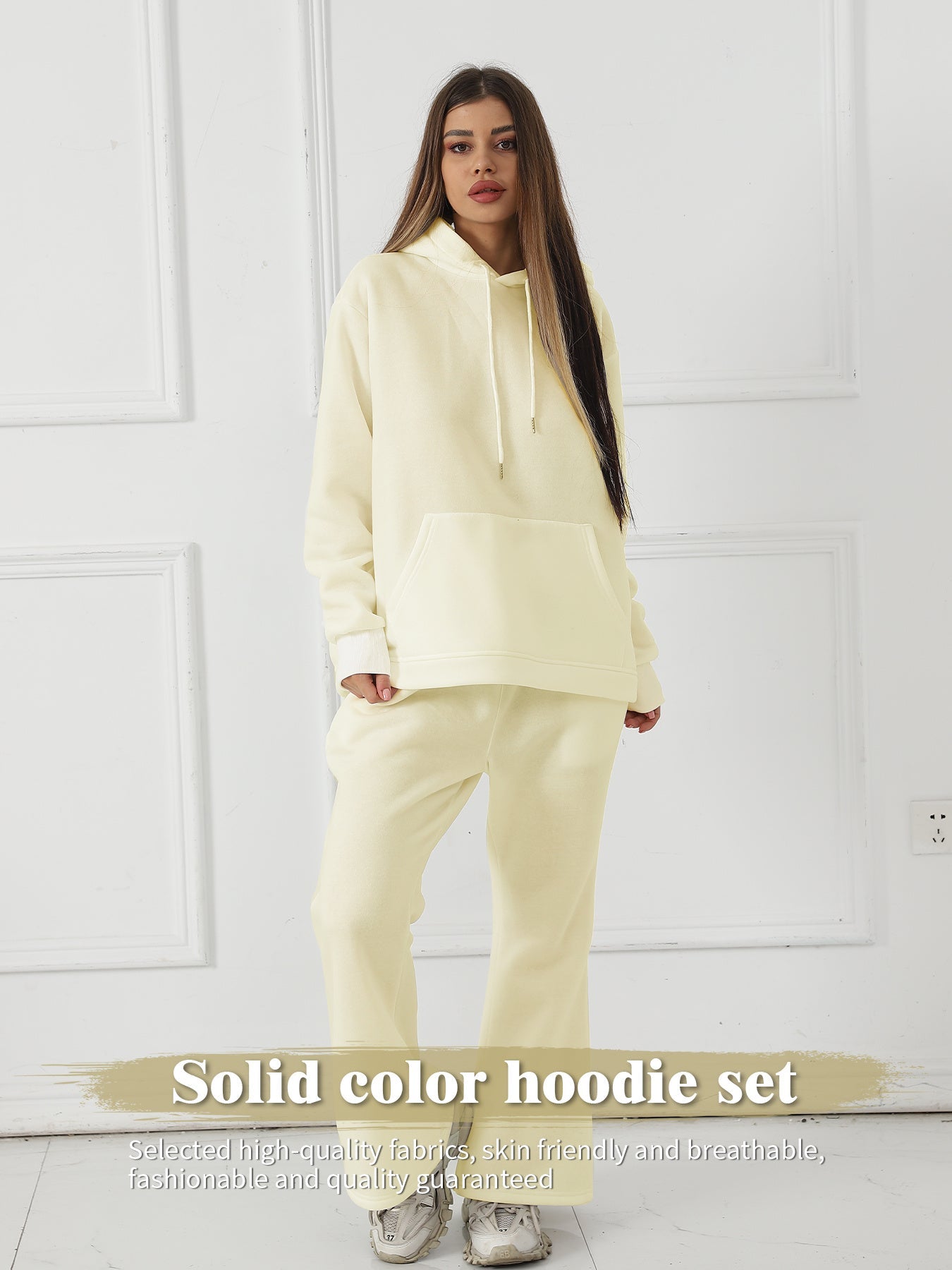 Fashion Solid Color Lounge Set – Women’s Long Sleeve Casual Sweatshirt Set Fashion