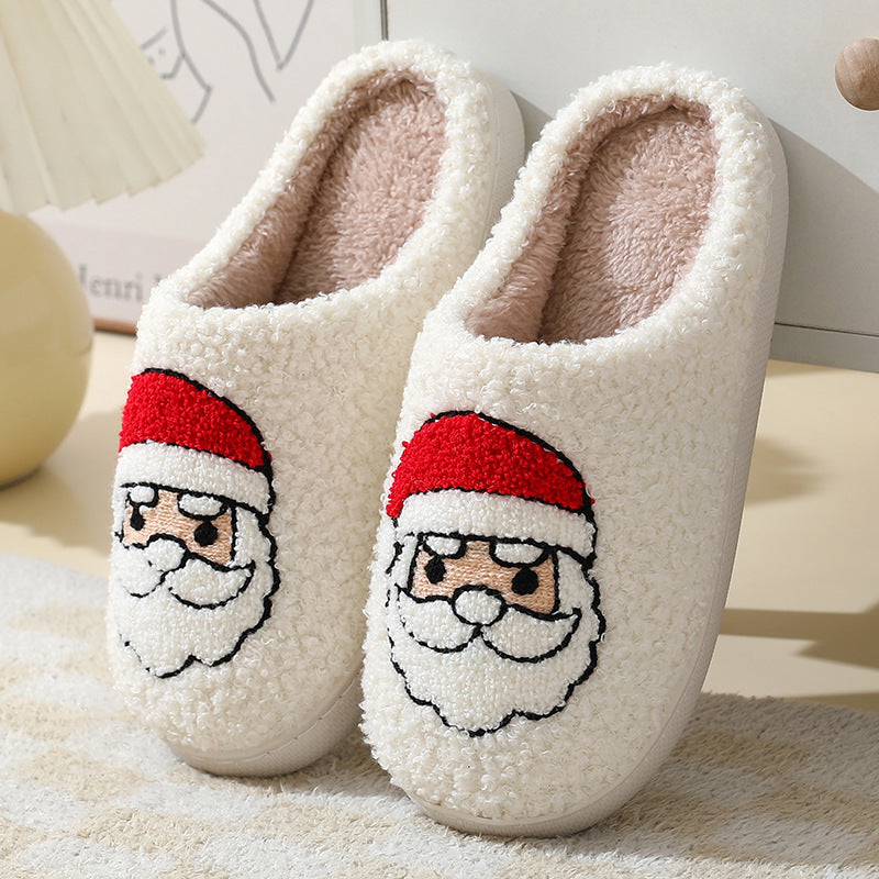 Christmas Santa Slippers – Cute Furry Winter Home Shoes for Couples & Families Fashion