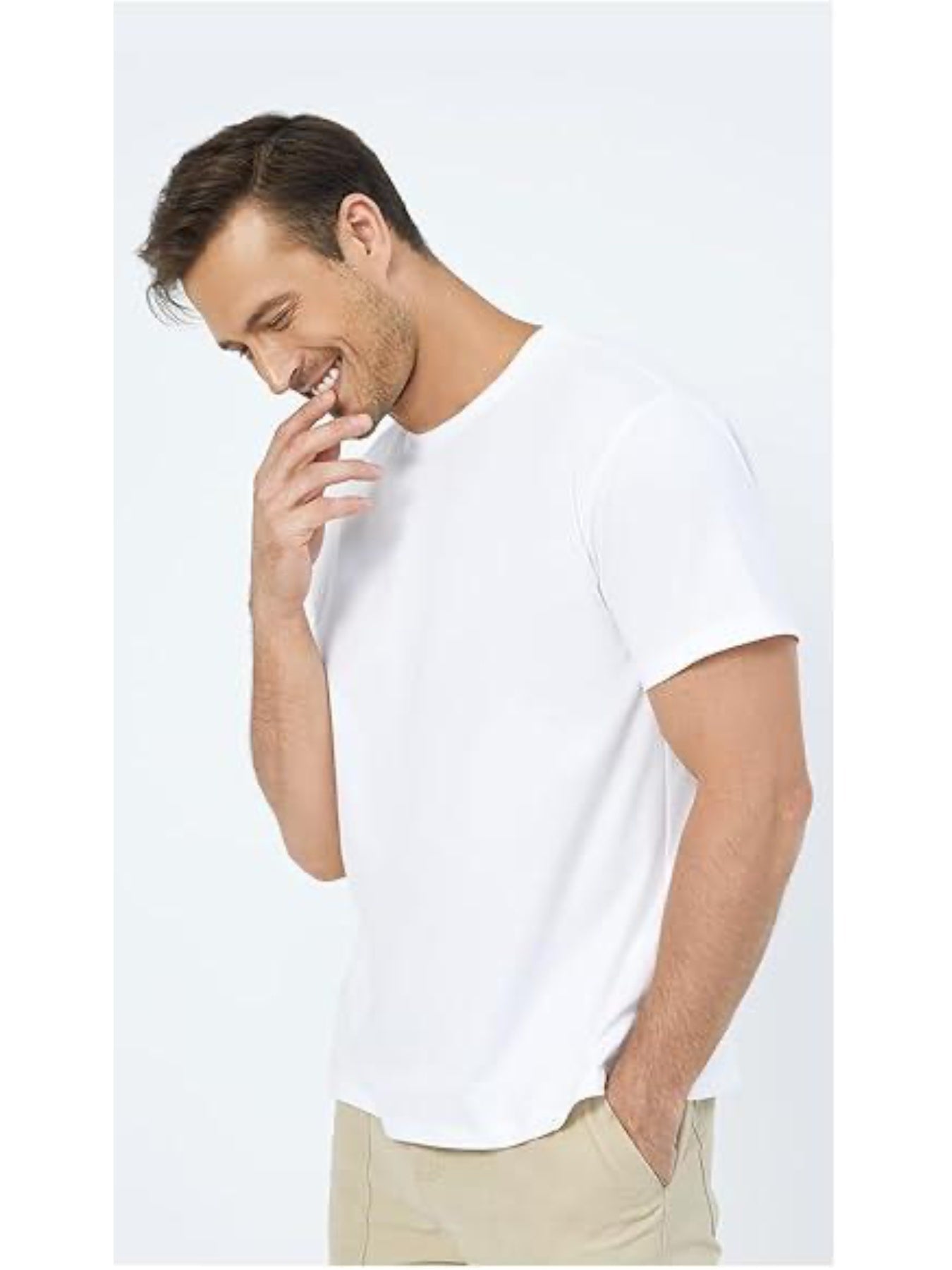 Men’s Water-Repellent Crewneck Tee – Classic White Cotton Blend T-Shirt Fashion