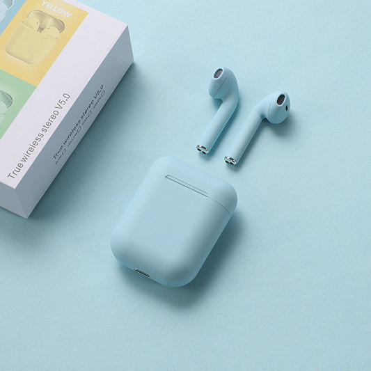 Macaron Wireless Bluetooth Earbuds – Light Blue, Noise-Cancelling, Touch Control with Charging Case