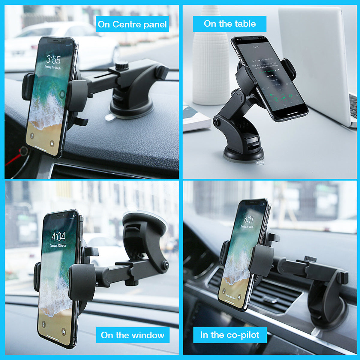 Adjustable Car Phone Mount – Long Rod Dashboard Holder | Powerful Suction Grip Car