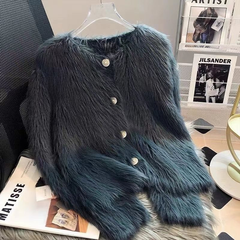 Luxury Faux Mink Velvet Cardigan – Soft, Thick & Chic Knit Coat for Autumn & Winter Fashion
