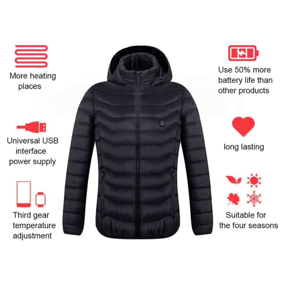 Rechargeable Heated Jacket for Men – Winter Thermal Coat with USB Power Heating Pads Fashion